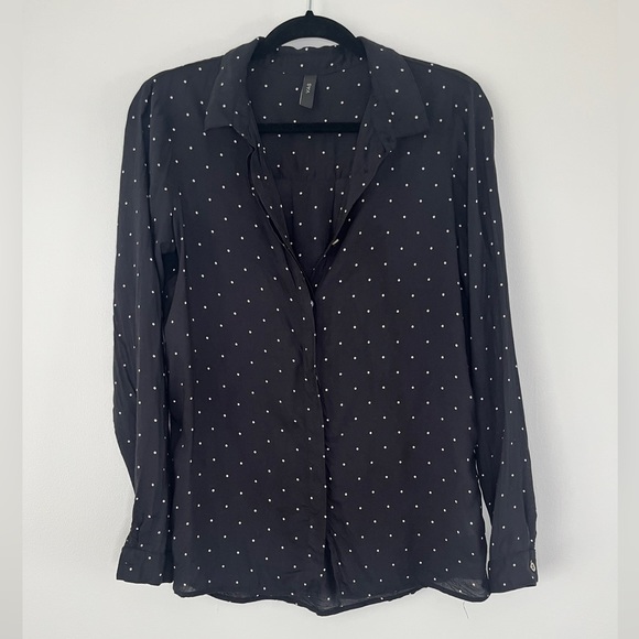 Black button up shirt. Polka dots Long sleeve dot shirt. Brand:Y.A.S from ASOS. - Picture 2 of 5